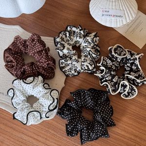 Chouchou coréen à pois et motifs floraux, élégant, très élastique, accessoire capillaire de luxe <span class=keywords><strong>pour</strong></span> <span class=keywords><strong>chignon</strong></span> - Product Image 1