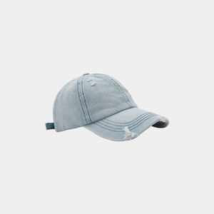 Casquette de baseball 6 panneaux en jean délavé et déchiré style Hip-Hop Euro-Américain avec PVC, pour hommes, femmes et couples, mode décontractée estivale - Product Image 2