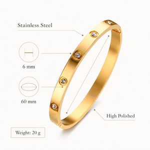 Pulseras de Acero Inoxidable con Baño de Oro de 18K y Diamantes, Joyería de Moda Resistente al Deslustre, Venta al Por Mayor para Mujeres y Niñas - Product Image 6
