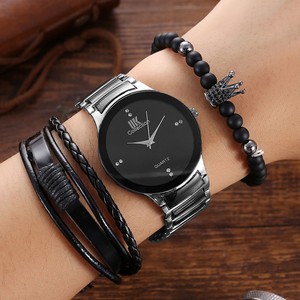 Montre à quartz élégante pour <span class=keywords><strong>homme</strong></span>, style britannique, avec bracelet en acier et grand cadran, tendance mode masculine, accompagnée d'un bracelet assorti - Product Image 2