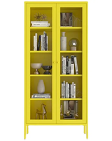Armoire de rangement en acier à porte unique en verre Armoire à vêtements en métal