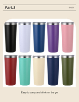 Logo personnalisé 22oz double paroi en acier inoxydable gobelet tasse de voyage tasse à café