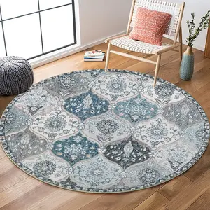 Hot Sale Wholesale Custom Living Room Alfombra Vintage Faux Fur Round Carpet Soft Non-slip Dining Room Persian Rug And Mat
