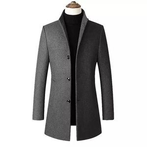 MF9002 nuovo Design stile britannico semplice autunno inverno <span class=keywords><strong>Trench</strong></span> sottile cappotto di lana da <span class=keywords><strong>uomo</strong></span> cappotto lungo in lana per gli uomini - Product Image 4