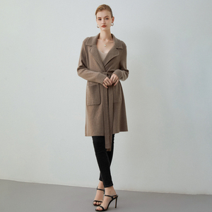 2022 nuovo stile autunno inverno donna <span class=keywords><strong>cardigan</strong></span> cashmere lana merino maglioni <span class=keywords><strong>cintura</strong></span> solido casual - Product Image 3