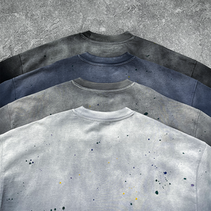 批发时尚休闲男士水洗100% 棉t恤定制高品质复古圆领短袖t恤 - Product Image 4