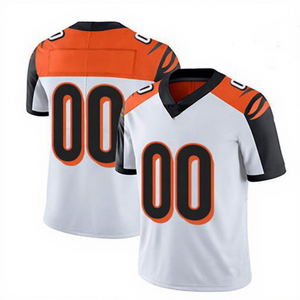 Customized Gradient American Football Uniform High Quality Jersey With Embroidery Breathable <b>White</b> Orange V Neck Rugby Shirts - Product Image 1