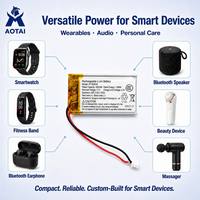 Batterie polymère au lithium 702030 3.7V 400mAh personnalisée pour montre connectée, bracelet de fitness, haut-parleur Bluetooth, microphone sans fil JST