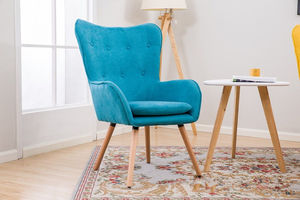 Phòng khách sang trọng giữa thế kỷ ghế cánh tay thoải mái cánh trở lại giọng ghế bốn góc chân gỗ nhung ghế bành - Product Image 6