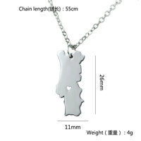 Portugal carte nationale collier pendentif en acier inoxydable couleur argent chaîne colliers femmes bijoux cadeaux