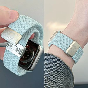 Bracelet magnétique Music Bear en nylon respirant tressé pour <span class=keywords><strong>Apple</strong></span> <span class=keywords><strong>Watch</strong></span> S10 S9 S8 7 <span class=keywords><strong>SE</strong></span> – Design mignon - Product Image 5