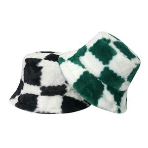 Chapeau Bob d'Hiver pour Femme en Fausse Fourrure Moelleuse et Pelucheuse, Motif Damier, en Laine Unie Épaisse, Doux et Chaud, pour la Pêche et les Vacances - Product Image 2