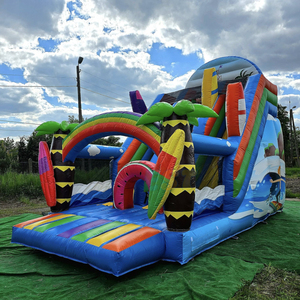 Tobogán Acuático Inflable Comercial, Tobogán Popular de la <span class=keywords><strong>Costa</strong></span> <span class=keywords><strong>Tropical</strong></span>, Castillo Inflable con Piscina, Tobogán Inflable Gigante con Forma de Arcoíris - Product Image 1