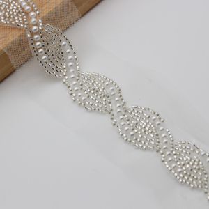 ホットウェディングスカーフビーズスパンコールビーズ服アクセサリーバッグ靴アクセサリードレス花柄エッジ刺繍メッシュレース - Product Image 4