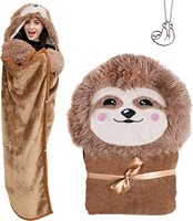 Fabricants Vente en Gros Couverture à Capuche Portable avec Deux Poches Couverture de Pull Lovely Couverture à Capuche Animaux en Fausse Fourrure pour Enfants