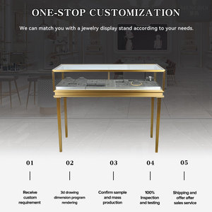 Mostrador <span class=keywords><strong>de</strong></span> Exhibición <span class=keywords><strong>de</strong></span> Joyería Sundo, Estilo Moderno, Dorado, con Espejo Cuadrado <span class=keywords><strong>de</strong></span> <span class=keywords><strong>Vidrio</strong></span>, Iluminación LED, <span class=keywords><strong>para</strong></span> Tienda <span class=keywords><strong>de</strong></span> Joyería - Product Image 3