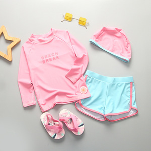 Traje de Baño de Manga Larga para Niñas, Diseño Deportivo Dividido con Protección Solar, Conjunto de Traje de Baño para <span class=keywords><strong>Adolescentes</strong></span> de 3 Piezas - Product Image 6