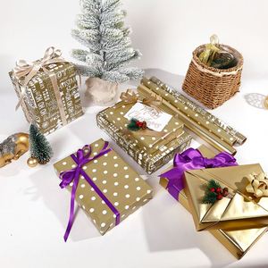Factory Wholesale 80g <b>Christmas</b> Metallic <b>Paper</b> 43*300cm Gift <b>Luxury</b> Custom Packaging <b>Wrapping</b> <b>Paper</b> Roll Custom Giftwrap - Product Image 2