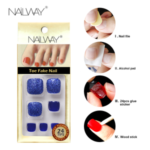 Faux <span class=keywords><strong>ongles</strong></span> d'orteils pré-conçus en usine, tendance, à presser, avec paillettes brillantes - Product Image 5