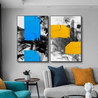 Tableau mural encadré Art Déco sur toile, huile sur toile, avec cadre en alliage d'aluminium noir/doré, idéal pour fond de canapé et entrée
