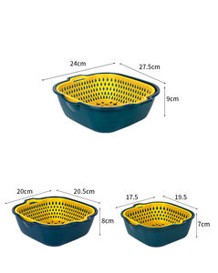 Lot de 6 paniers de lavage double couche WDD589 pour légumes et fruits, égouttoir de cuisine épaissi et polyvalent, vente en gros - Product Image 6