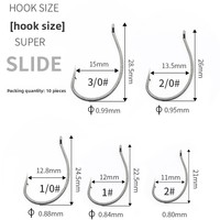 Hameçon simple renforcé de type jig pour pêche en radeau avec leurres souples, pour poisson mandarin, bar et bar blanc en rivière, 10 pièces
