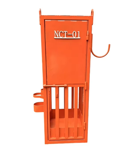 Industrial steel elevated work <b>transport</b> cage with wind-resistant safety enclosure featuring lockable doors for construction sit - Product Image 3