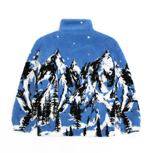 Jaket bulu halus hangat musim dingin desain baru jaket Sherpa bulu domba cetak kustom/timbul Logo bulu domba jaket pria - Product Image 2