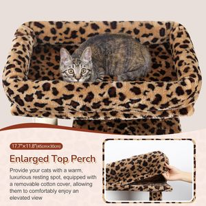 Árbol para <span class=keywords><strong>Gatos</strong></span> de Madera, Apartamento de Lujo para <span class=keywords><strong>Gatos</strong></span> con Poste para Rascarse y <span class=keywords><strong>Hamaca</strong></span> de Madera, Color Estampado de Leopardo, Espacioso y Cómodo - Product Image 2