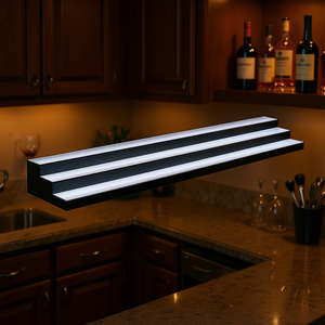 Moderno Estante de Whisky Acrílico de 70 Pulgadas y 3 Niveles con Iluminación LED para Bar en Casa, Juego de Servicio de Bebidas con Capacidad para 52 Botellas - Product Image 2