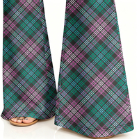 Pantalon de yoga évasé taille haute pour femme, motif écossais rétro, legging coupe cloche, effet ventre plat, tenue de sport