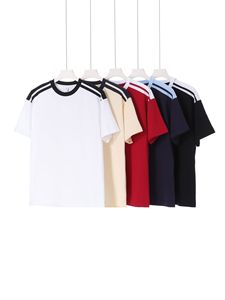 Maglietta estiva a maniche corte da <span class=keywords><strong>donna</strong></span> a marchio retrò americano t-shirt 250g di cotone pesante ampia girocollo a <span class=keywords><strong>mezza</strong></span> <span class=keywords><strong>manica</strong></span> in tinta unita lavorata a maglia - Product Image 6