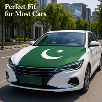 Housse de capot de voiture personnalisée avec drapeau du Pakistan, 100% polyester, pour les équipes sportives, les manifestations de cheerleading, les rencontres automobiles, l'affichage en extérieur