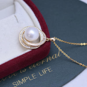 Collier en argent S925 rond blanc de 11-12 mm de Zhuji Danshui, lumière intense, faibles défauts, boucle de mamelon avec un magnifique pendentif en perle - Product Image 3