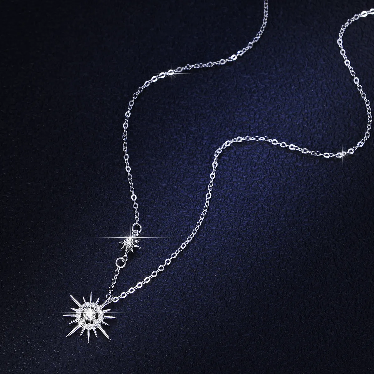 Mini Abstract Star Moon ciondolo gioielleria raffinata donna ragazza regalo di compleanno argento S925 0.5 carati collana con ciondolo Moissanite
