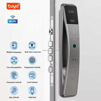 Serrure intelligente numérique WiFi Tuya App avec reconnaissance faciale 3D, empreinte digitale, carte RFID NFC, entrée sans clé, porte en bois, carte mémoire, stockage cloud