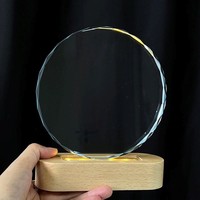 Excellent trophée personnalisé à base de LED ovale pour verre lumineux en bois massif avec MH-J748 d'impression UV