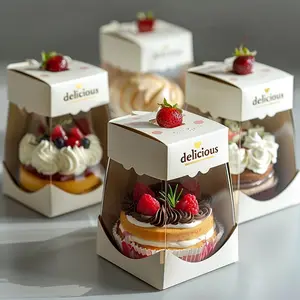 Caixa de papelão para bolo, grande caixa de papelão para presente de aniversário, caixa de embalagem personalizada para bolo bento, grande com cupcake, 2024, personalizada
