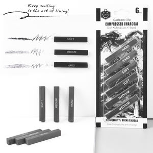 Ensemble de bâtonnets de charbon de bois compressés, 6 pièces, pour <span class=keywords><strong>dessin</strong></span>, croquis, fournitures d'art, cadeau pour artistes débutants et adultes - Product Image 2