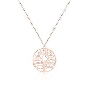 Un pezzo di personalizzazione in acciaio inox felicità albero dei membri del <span class=keywords><strong>nome</strong></span> della famiglia 18K placcato oro vita albero collana alla moda - Product Image 4