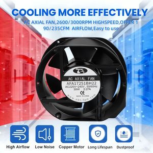 Ventilateur de refroidissement axial AC 220V 110V 17251, ventilateur d'évacuation 172x150x51mm, débit d'air élevé 235 CFM - Product Image 3