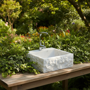 Lavabo carré en marbre, <span class=keywords><strong>à</strong></span> trou unique, pour salle de bain, balcon, style nordique, <span class=keywords><strong>rétro</strong></span>, pour la maison - Product Image 2