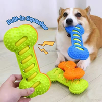 Jouet interactif pour chien en forme d'os qui couine, en TPR, double couche, pour chiens de petite et moyenne taille