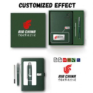 Stylo d'entreprise avec impression de logo personnalisé pour la promotion, ensemble cadeau de carnets en cuir rigide avec carnet - Product Image 3