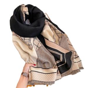 Écharpe en coton double face de style coréen luxueuse Élégante longue écharpe d'hiver à motifs géométriques Style traditionnel Princesse Misi - Product Image 5