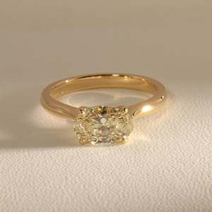 Bague de fiançailles en diamant de laboratoire taille brillant ovale pour femme, or jaune, or blanc, or rose 9K 10K 14K 18K, bijoux de mariée de luxe - Product Image 3