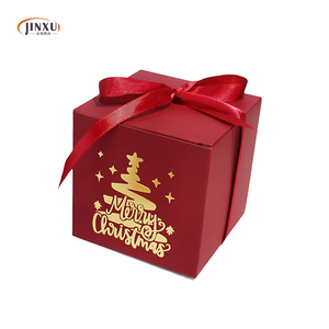 Cajas de Regalo Plegables Personalizadas de Lujo, Cajas de Papel para Regalo con Árbol de Navidad <span class=keywords><strong>Rojo</strong></span>, Caja Cuadrada Creativa para Dulces con Estampado en Caliente - Product Image 3