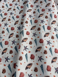 Popelina 100% Algodón 60S de Alta Densidad |   Tela para Ropa de Estar en Casa para Niños y Mujeres con Estampado de Conchas Marinas - Product Image 3