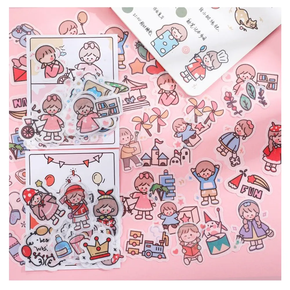 Conjunto de pegatinas de papel Washi de dibujos animados para niñas, regalo, bricolaje, álbum de recortes