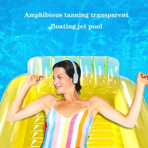 Chaise et lit de bronzage gonflables de fontaine flottante de couleur unie transparente amphibie pour les installations d'amusement de l'eau de <span class=keywords><strong>piscine</strong></span> - Product Image 3